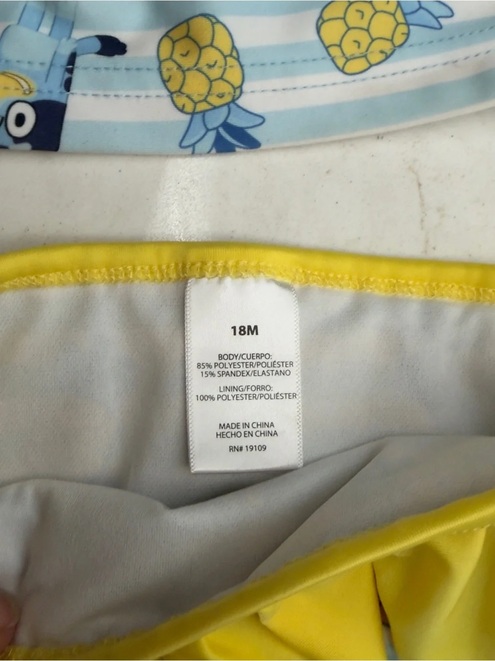 Bluey Yellow & Light Blue Pineapple Tankini Set 18 mo bingo and bluey